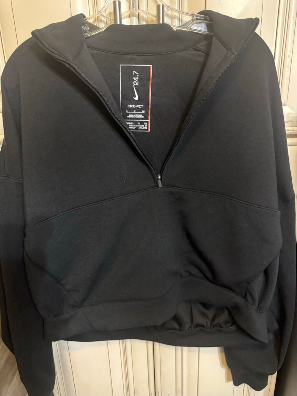 Nike 24.7 Women's Impossibly Soft  Dri-FIT Half-Zip Cropped Jacket Black Small